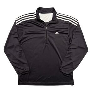 Adidas 3 Stripes Black White Classic 1/4 Zip Pullover Active Shirt Mens Large